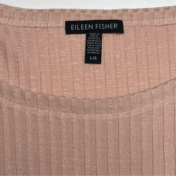 Eileen Fisher Tencel Stretch Rib Bracelet Sleeve Top Size Large Dune - Picture 9 of 10